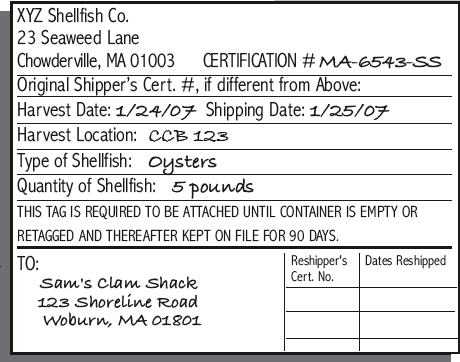 proper shellfish label