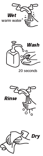 washing hands: 4 steps